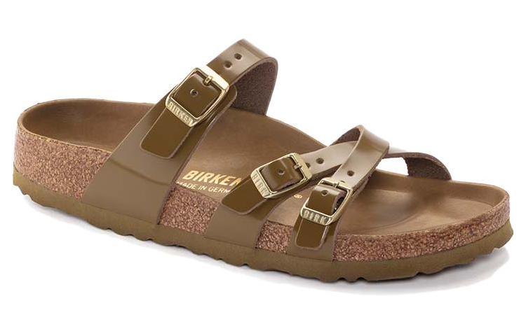 Lookbook (W) Birkenstock Franca Kulit Asli Fit Sempit Sandal 'High Shine Mud Green' 1024249