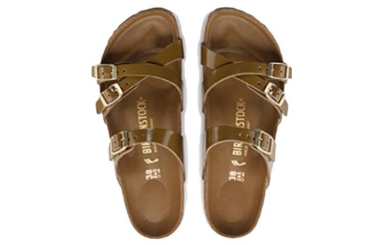 Purchase (W) Birkenstock Franca Kulit Asli Fit Sempit Sandal 'High Shine Mud Green' 1024249