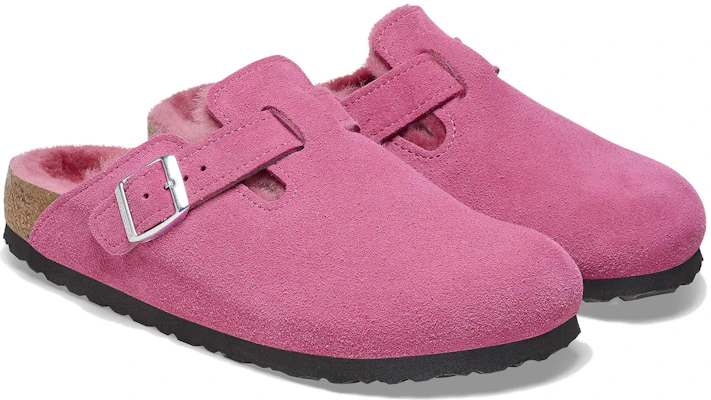 Birkenstock 絨面 舒適保暖絨毛圓頭厚底 包頭拖鞋 女款 紫紅色 常規版 Lookbook Birkenstock 絨面 舒適保暖絨毛圓頭厚底 包頭拖鞋 女款 紫紅色 常規版
