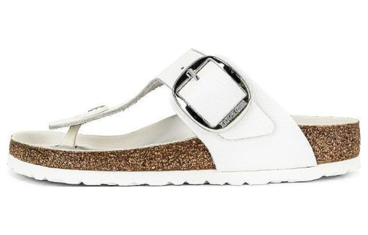 (Women) Birkenstock Gizeh 'White Leather with Metal Buckle' 1018903