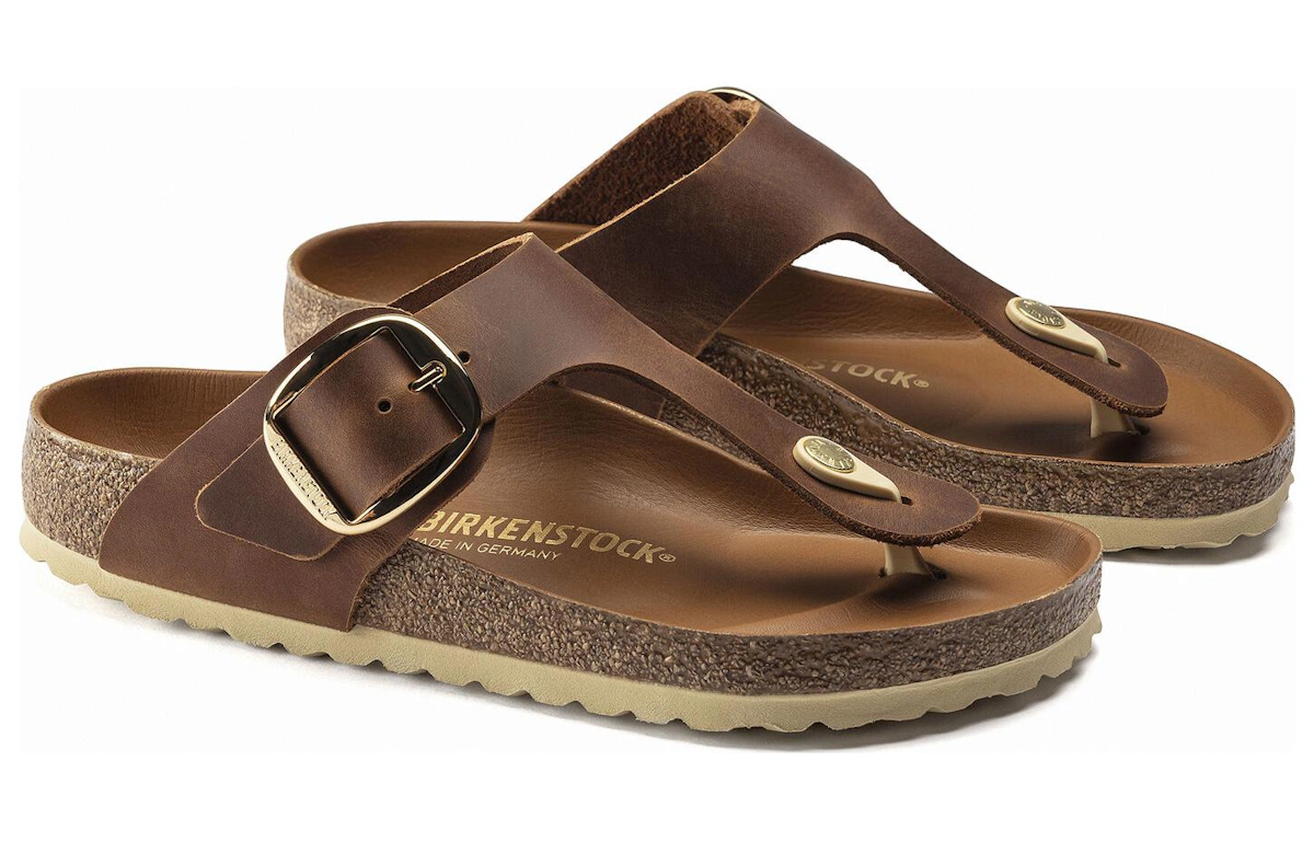 (Women) Birkenstock Gizeh Big Buckle Oiled Nubuck Cognac