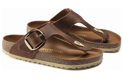 (Women) Birkenstock Gizeh Big Buckle Oiled Nubuck Cognac