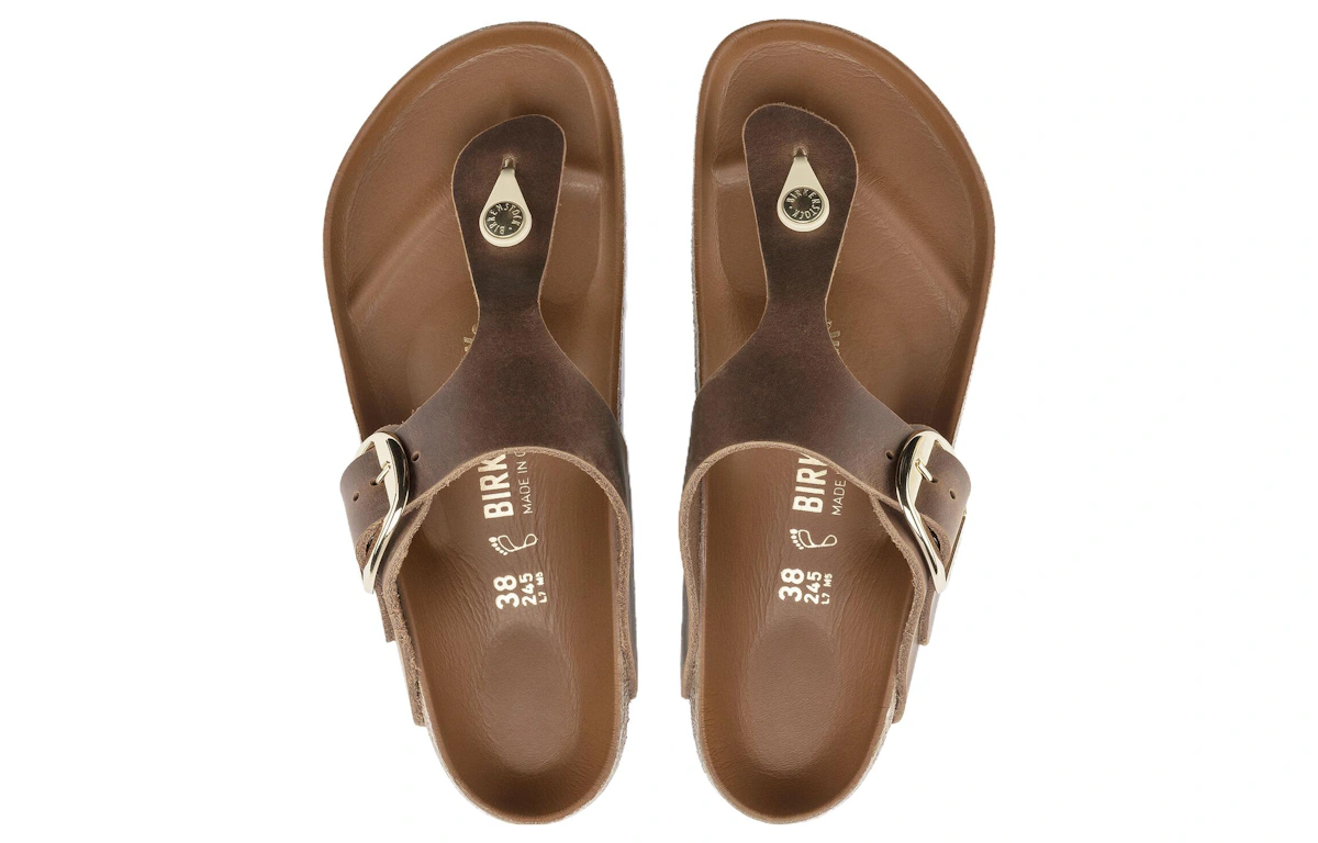 (Women) Birkenstock Gizeh Big Buckle Oiled Nubuck Cognac