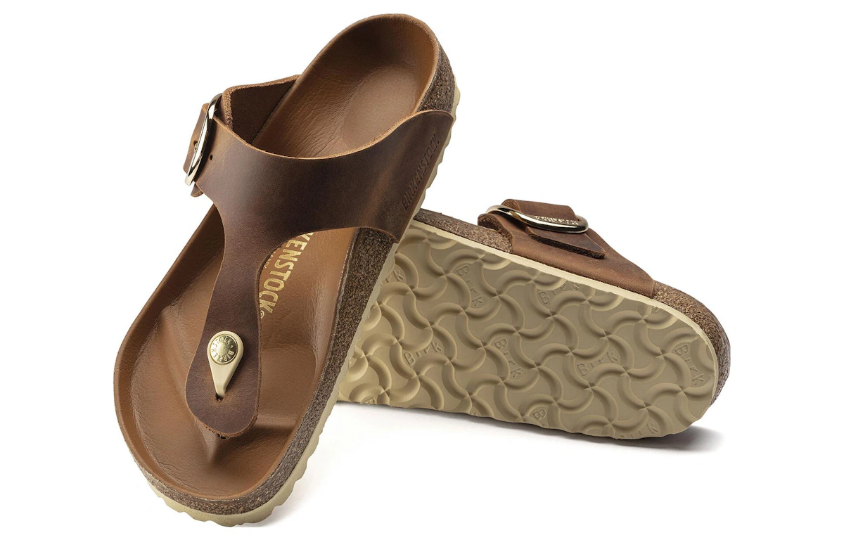 (Women) Birkenstock Gizeh Big Buckle Oiled Nubuck Cognac