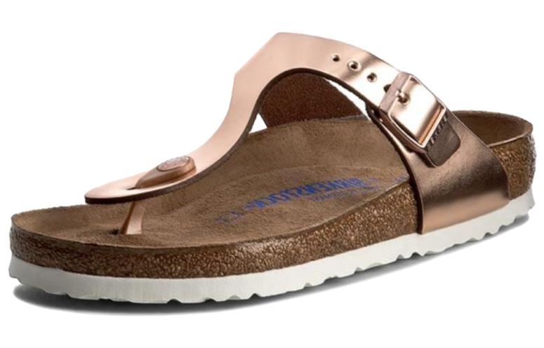(Women) Birkenstock Gizeh Softbed Metallic Cooper 1005048