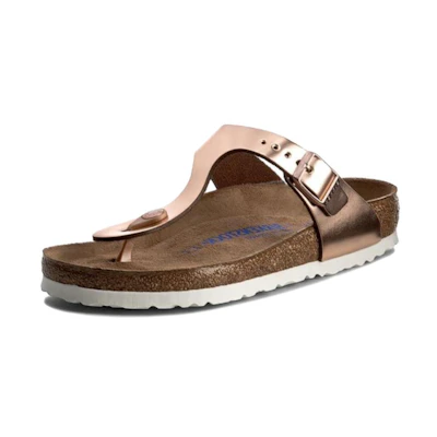 (W) Birkenstock Gizeh Softbed Metallic Cooper
