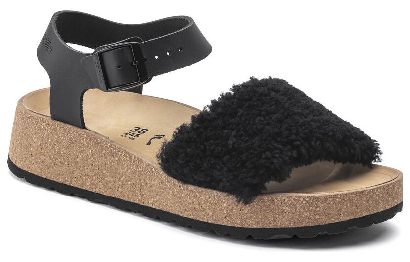 Order Birkenstock Glenda 圓頭舒適 增高百搭 坡跟 海灘涼鞋 女款 黑色 窄版