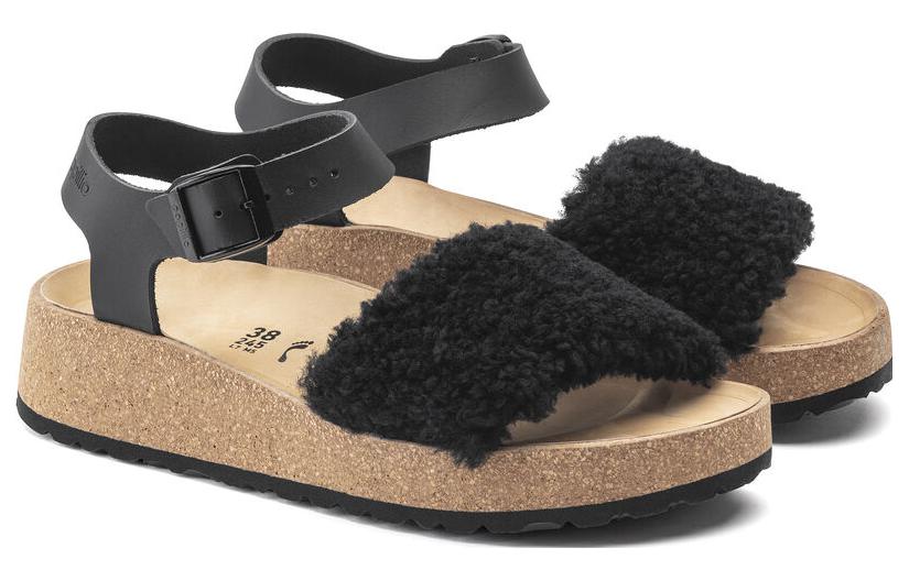 Lookbook Birkenstock Glenda 圓頭舒適 增高百搭 坡跟 海灘涼鞋 女款 黑色 窄版