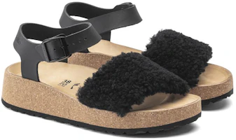 Lookbook Birkenstock Glenda 圓頭舒適 增高百搭 坡跟 海灘涼鞋 女款 黑色 窄版