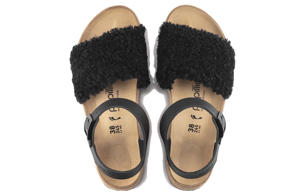 Shop Birkenstock Glenda 圓頭舒適 增高百搭 坡跟 海灘涼鞋 女款 黑色 窄版