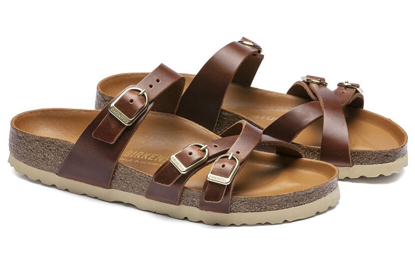 Lookbook (Women) Birkenstock Leather 'Triple Buckle Metallic Brown' 1017567