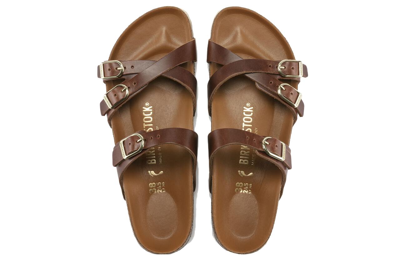 Shop (Women) Birkenstock Leather 'Triple Buckle Metallic Brown' 1017567