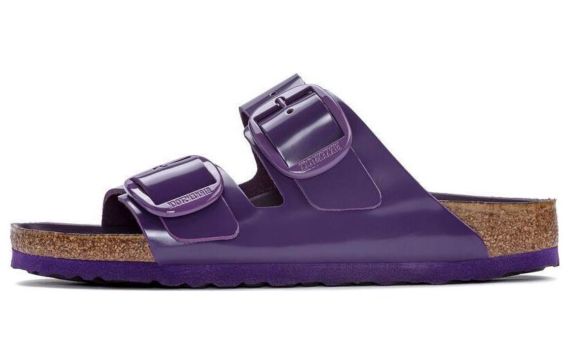 (W) Birkenstock Leather CMFT 'Purple Buckle Slide'