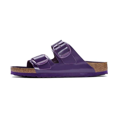 (W) Birkenstock Leather CMFT 'Purple Buckle Slide'