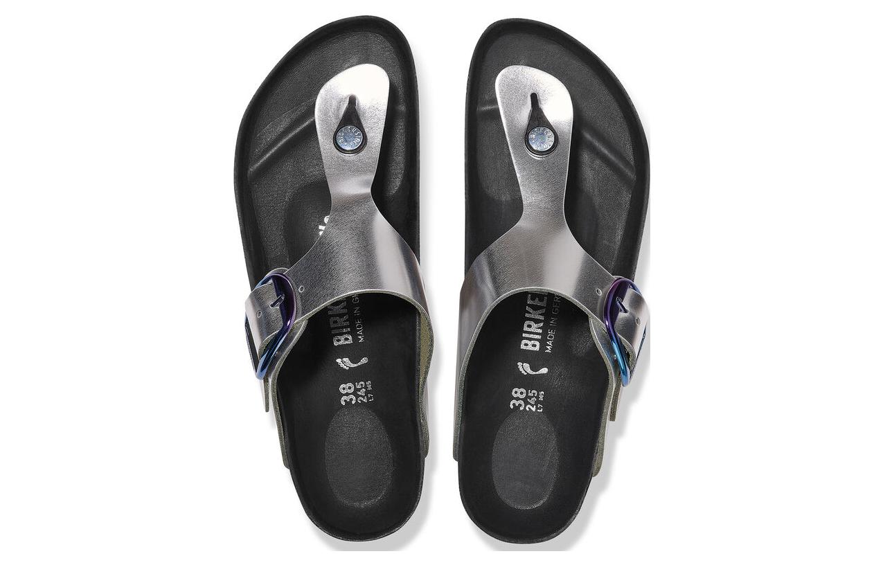 (W) Birkenstock Leather CMFT Round Toe Narrow 'Metallic Buckle Slide' 圖 4