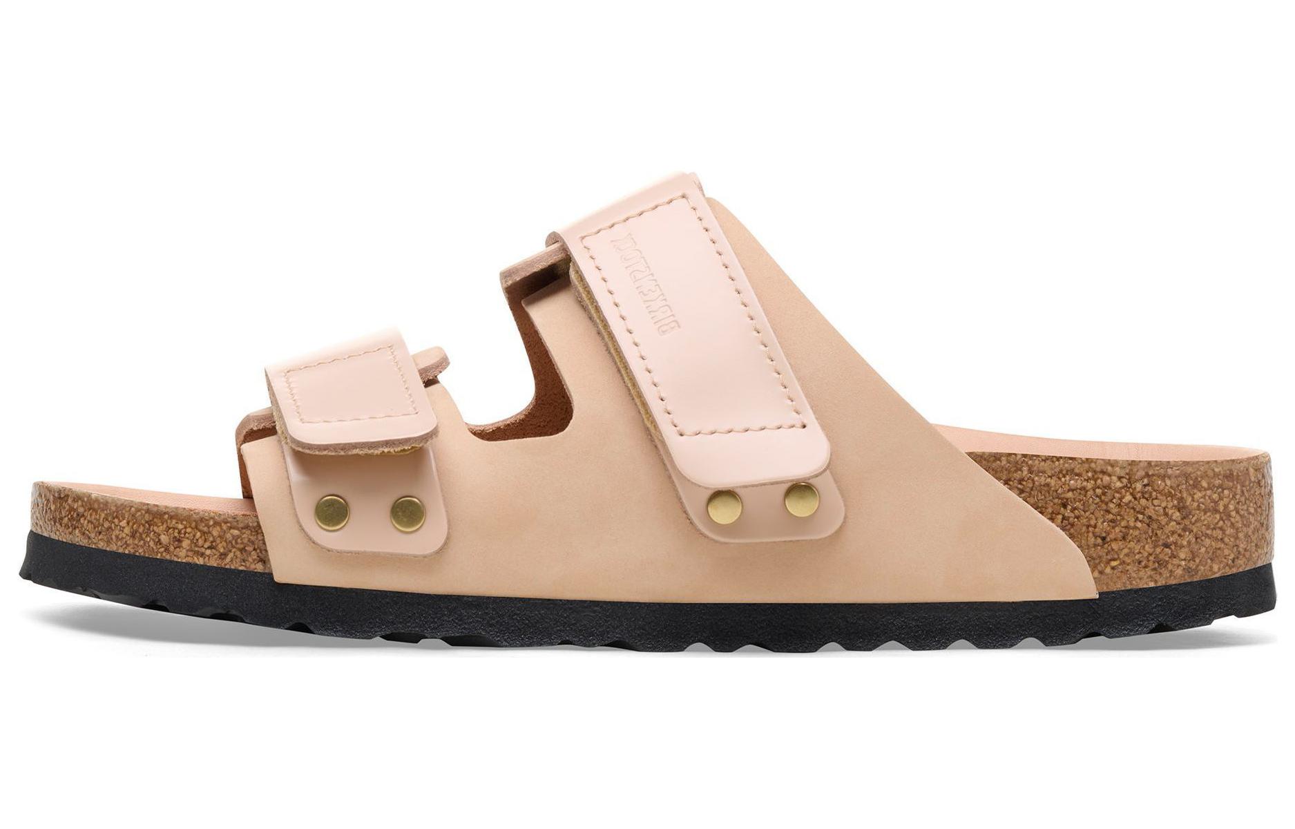 (W) Birkenstock Leather CMFT Thick Sole 'Nude Velcro Slide'