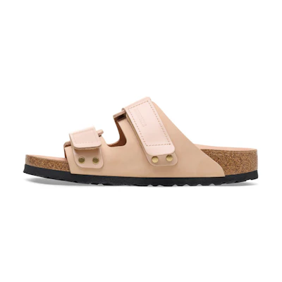 (W) Birkenstock Leather CMFT Thick Sole 'Nude Velcro Slide'