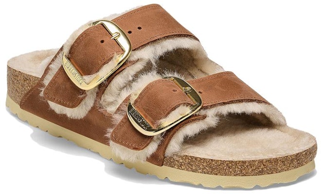 (Women) Birkenstock Leather Fleece-Lined Comfort Slides 'Metal Buckle Light Brown' 1025432 Order (Women) Birkenstock Leather Fleece-Lined Comfort Slides 'Metal Buckle Light Brown' 1025432
