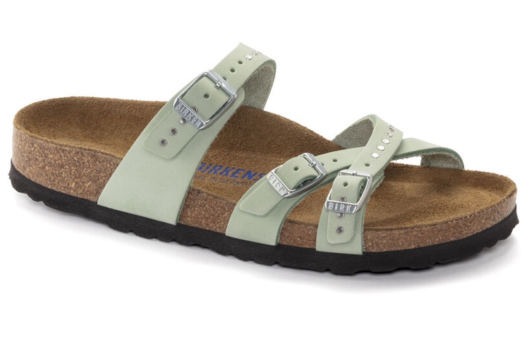 (W) Birkenstock Leather Low-Heel Buckle Slide 'Fashion Green' 圖 2