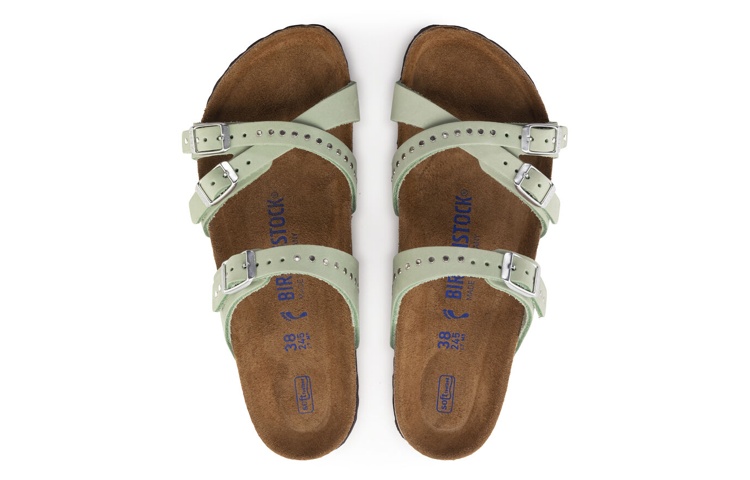 (W) Birkenstock Leather Low-Heel Buckle Slide 'Fashion Green' 圖 4