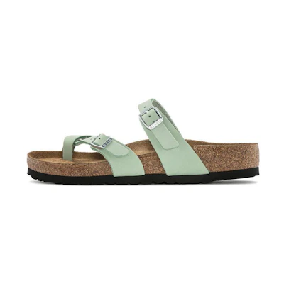 (W) Birkenstock Leather Round Toe CMFTable Easy Mix Thong Sandals 'Matcha Green'