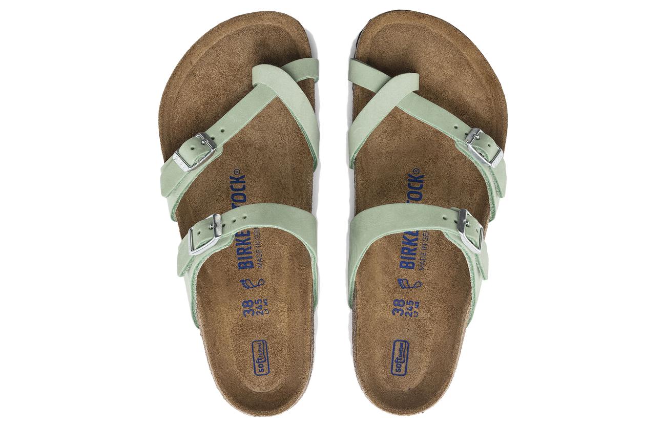 (W) Birkenstock Leather Round Toe CMFTable Easy Mix Thong Sandals 'Matcha Green' 圖 4