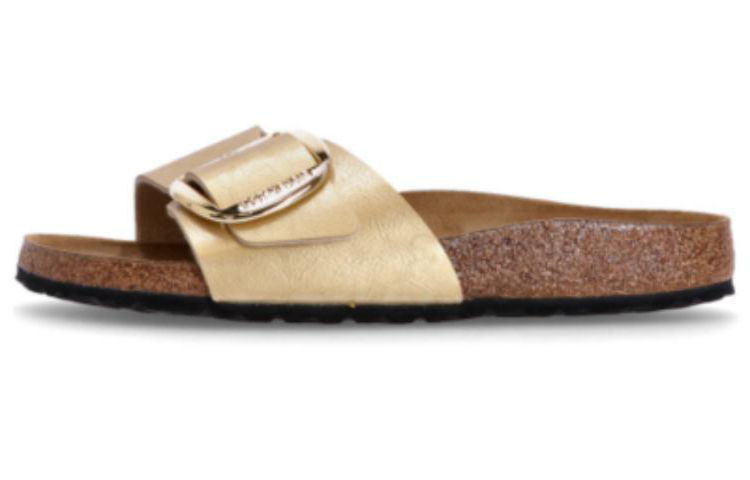 (W) Birkenstock Leather Round Toe Platform Slide 'Gold'