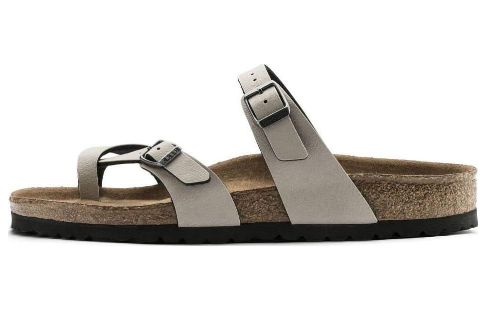 (W) Birkenstock Leather Slides 'Fashion Casual Grey'