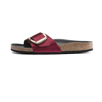 (W) Birkenstock Madrid 'Red Suede Big Buckle'