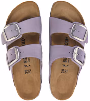 Shop Birkenstock 皮革 舒適增高厚底百搭大鈕 一字拖鞋 女款 霧紫 常規版