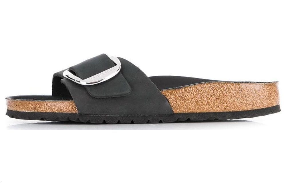 (Women) Birkenstock Madrid Big Buckle Oiled Leather Narrow Fit Sandals 'Black' 1006523