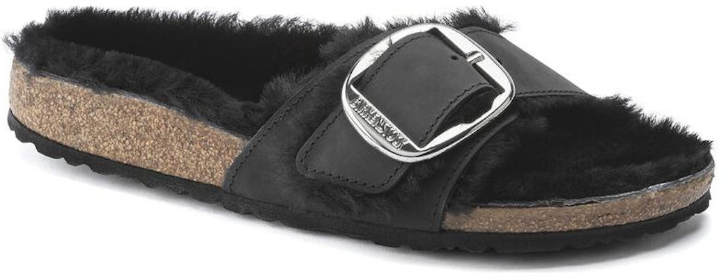 (Women) Birkenstock Madrid Big Buckle Shearling Oiled Leather Narrow Fit Sandals 'Black' 1020136 Order (Women) Birkenstock Madrid Big Buckle Shearling Oiled Leather Narrow Fit Sandals 'Black' 1020136