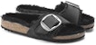 (W) Sandal Birkenstock Madrid Buckle Besar Shearling Kulit Hitam Narrow Fit 1020136