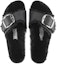 Shop (W) Sandal Birkenstock Madrid Buckle Besar Shearling Kulit Hitam Narrow Fit 1020136