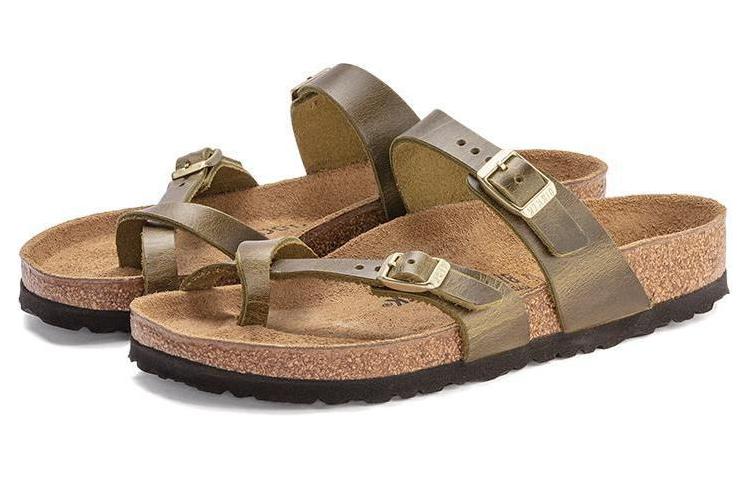 Shop (Women) Birkenstock Mayari Oiled Leather Narrow Fit 'Olive' 1023350
