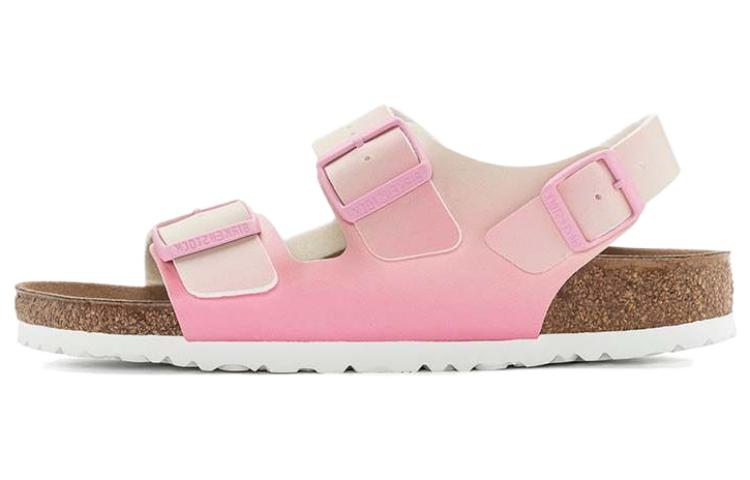 (Women) Birkenstock Milano Vegan Birko-Flor Narrow Fit Sandals 'Candy Pink Faded Lime' 1024152