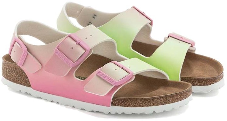 (W) Sandal Birkenstock Milano Vegan Birko-Flor Narrow Fit 'Candy Pink Faded Lime' 1024152 Lookbook (W) Sandal Birkenstock Milano Vegan Birko-Flor Narrow Fit 'Candy Pink Faded Lime' 1024152