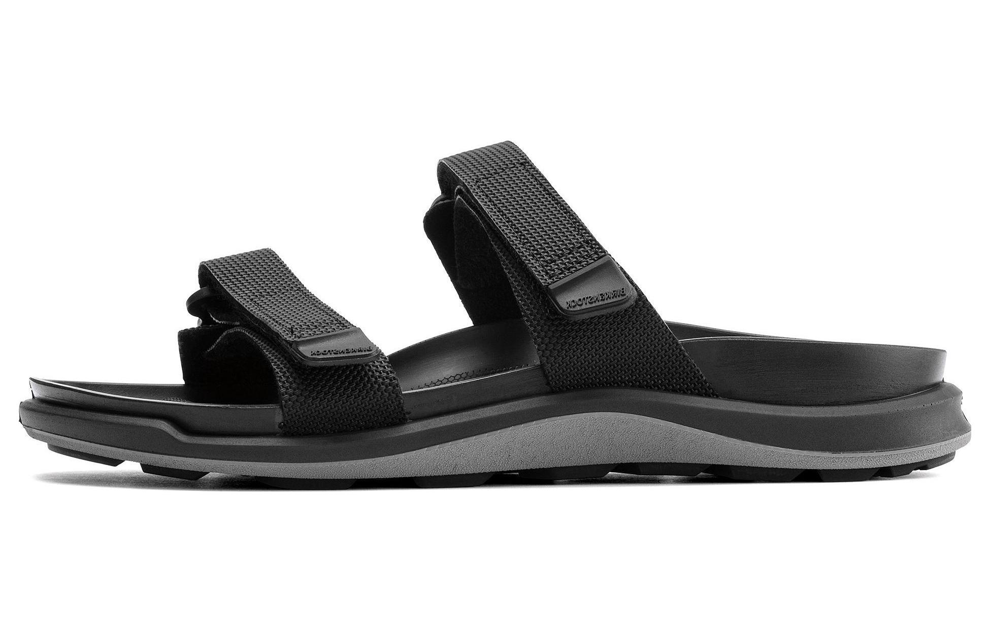 (Women) Birkenstock PU 'Black Comfort Magic Tape Platform Slide' 1019164