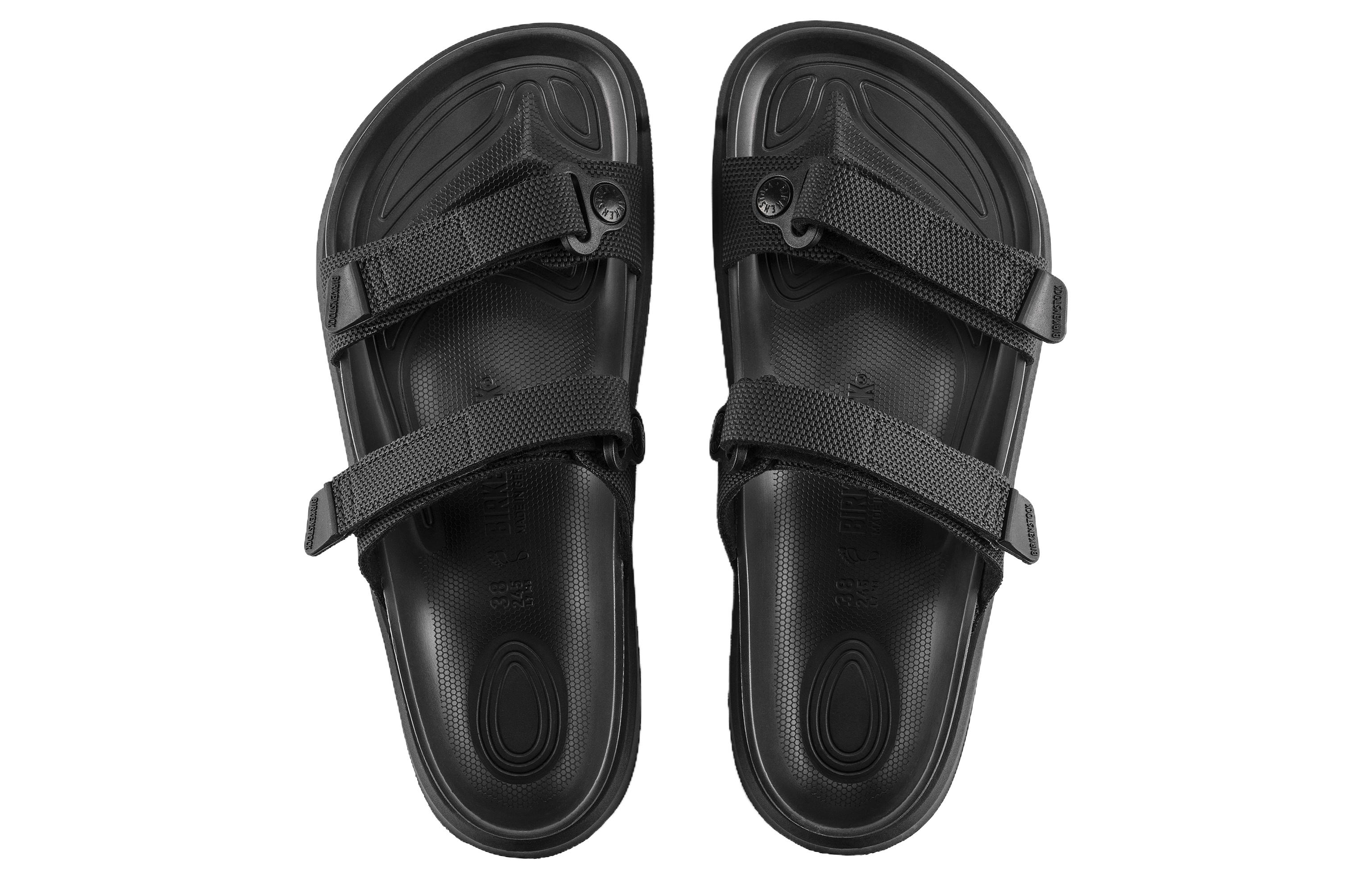 Shop (W) Birkenstock PU "黑色舒适魔术贴厚底拖鞋" 1019164
