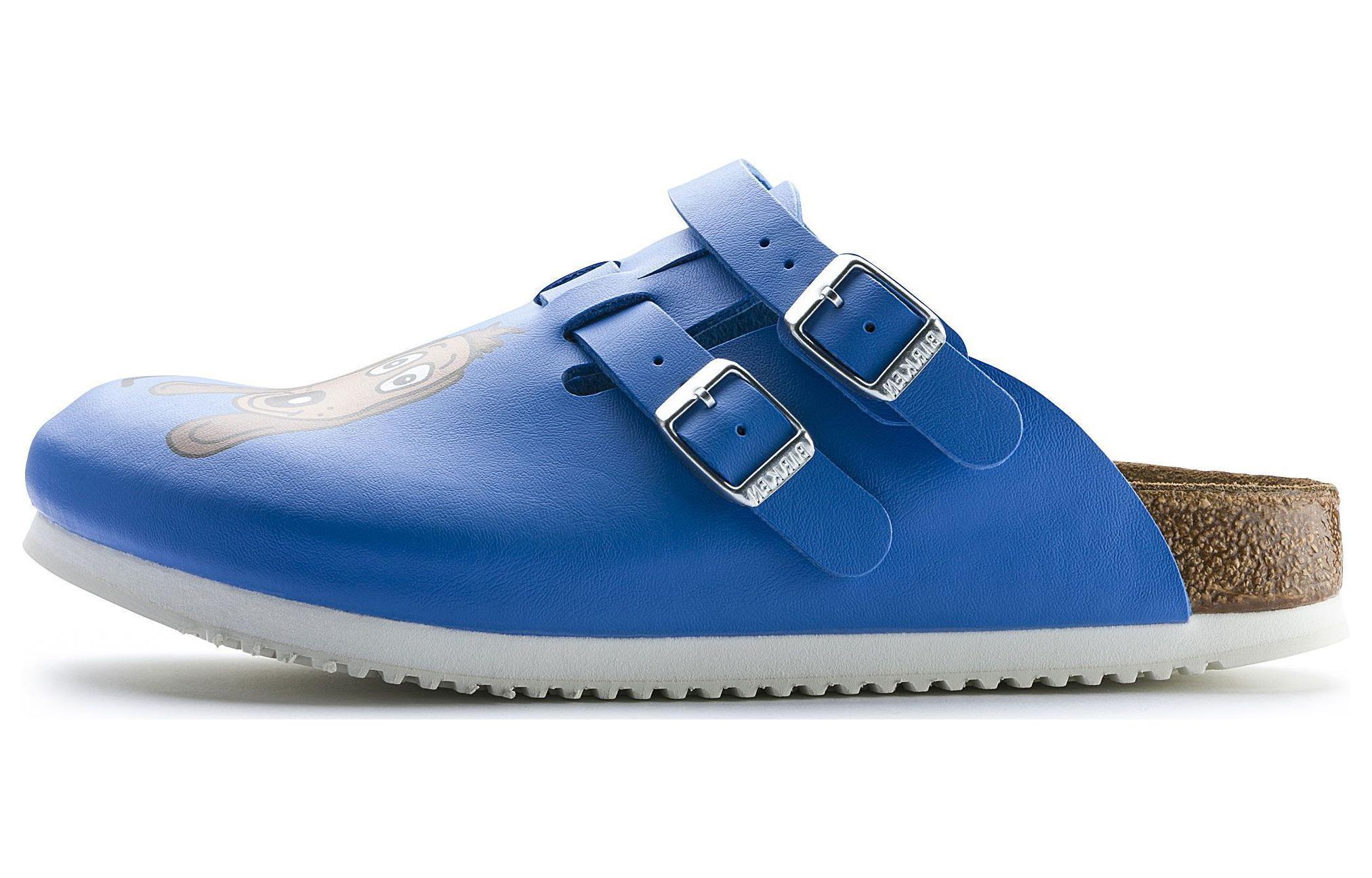 (Women) Birkenstock PU 'Blue Buckle Toe-Cap Slides' 0582536