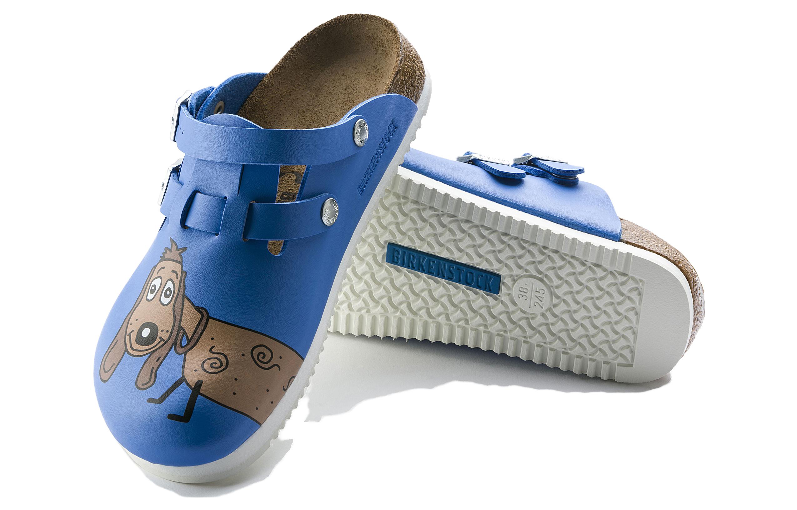 Shop (Women) Birkenstock PU 'Blue Buckle Toe-Cap Slides' 0582536