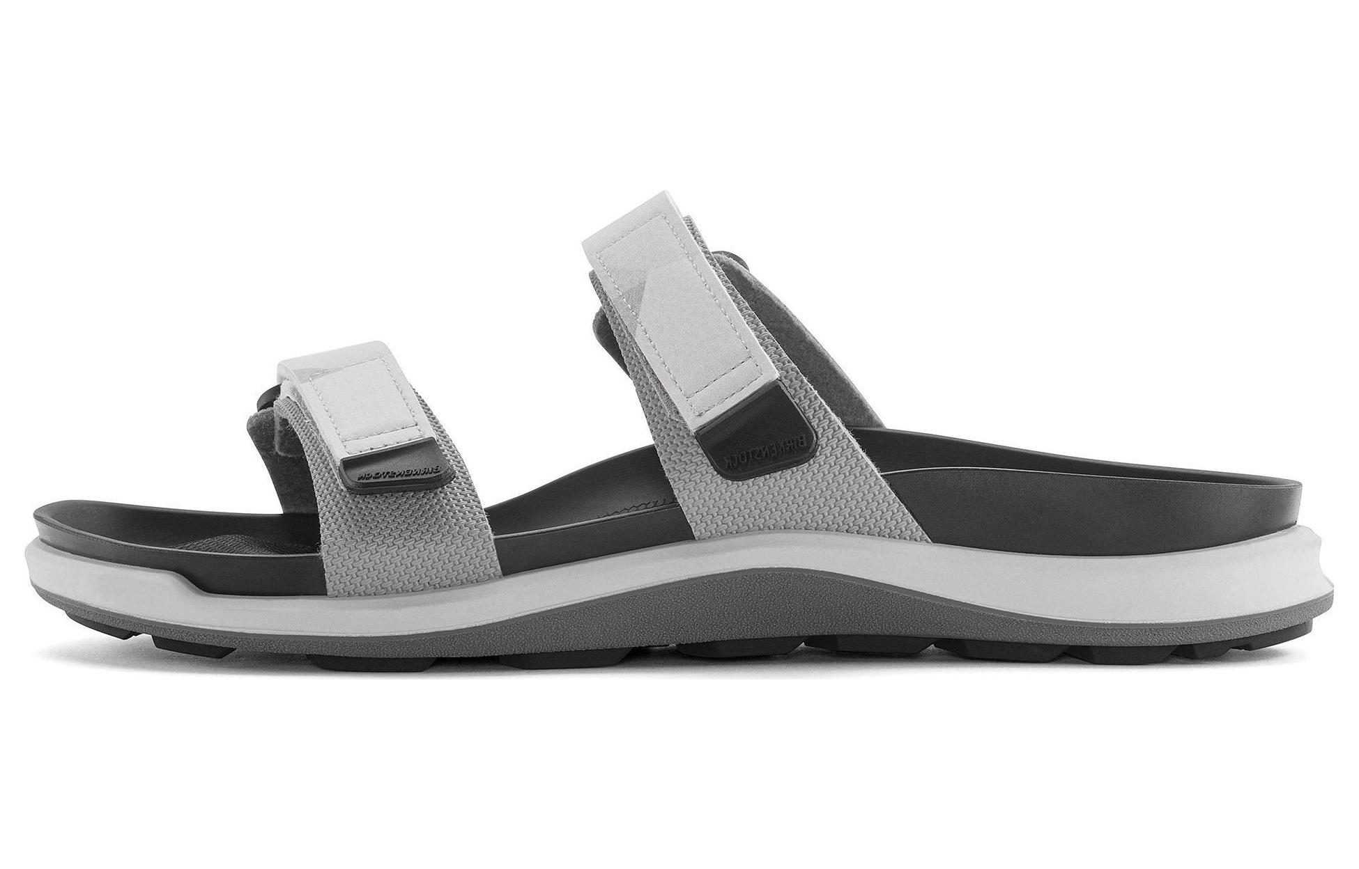 (W) Birkenstock PU 'Grey White Magic Tape Platform Slide'