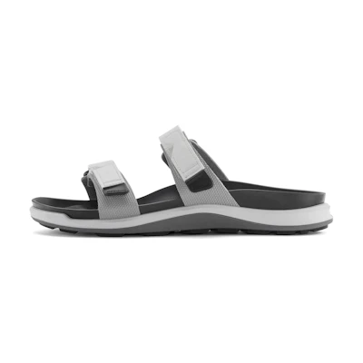 (W) Birkenstock PU 'Grey White Magic Tape Platform Slide'