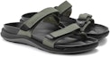 Lookbook Birkenstock PU 柔軟舒適增高厚底百搭魔術貼 一字拖鞋 女款 卡其綠