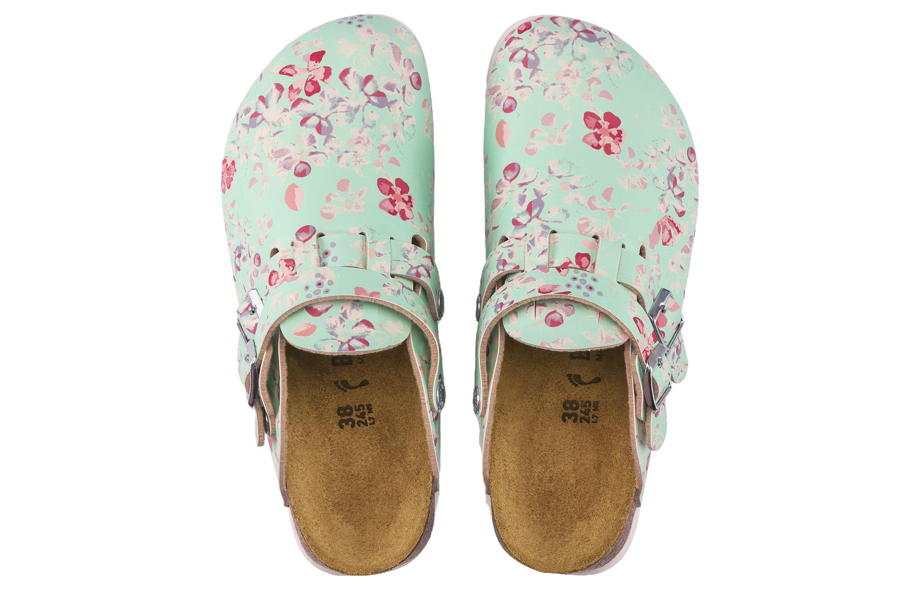 Shop (W) Birkenstock PU 'Hijau Mint Jari Bulat Sol Tebal Gesper' 1016660