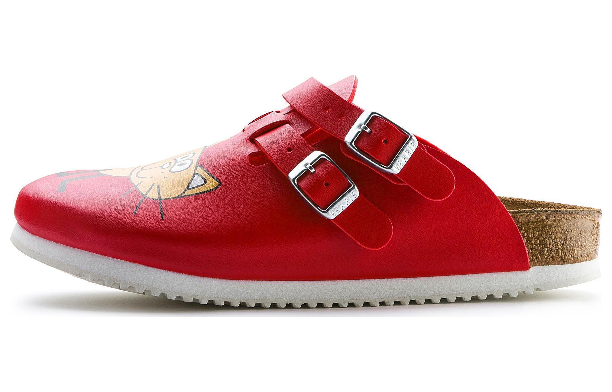 (W) Birkenstock PU Slides 'Comfy Versatile Round Toe Thick Sole Buckle'