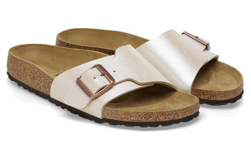 (W) Birkenstock PU Slides 'Pearl White Metal Buckle' 圖 3