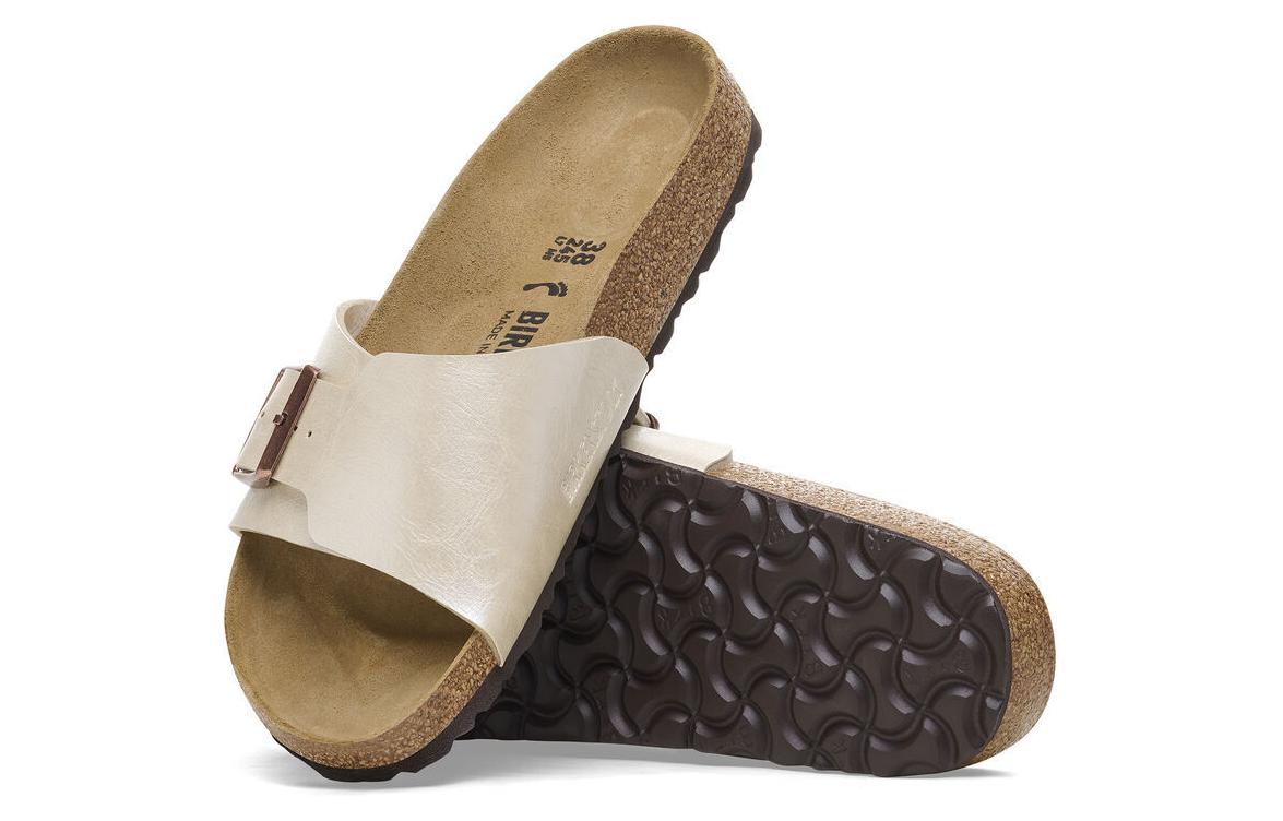 (W) Birkenstock PU Slides 'Pearl White Metal Buckle' 圖 5