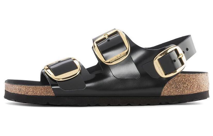 Birkenstock Milano Big Buckle Natural Leather Patent High Shine 'Black'