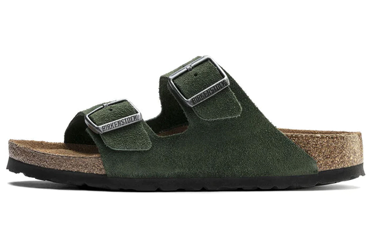 (W) Birkenstock Sandal 'Green Velour Slide'